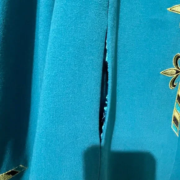 Bob Mackie women's sz XL embroidered gold fleur-de-lis long sleeve jacket top - Picture 5 of 8